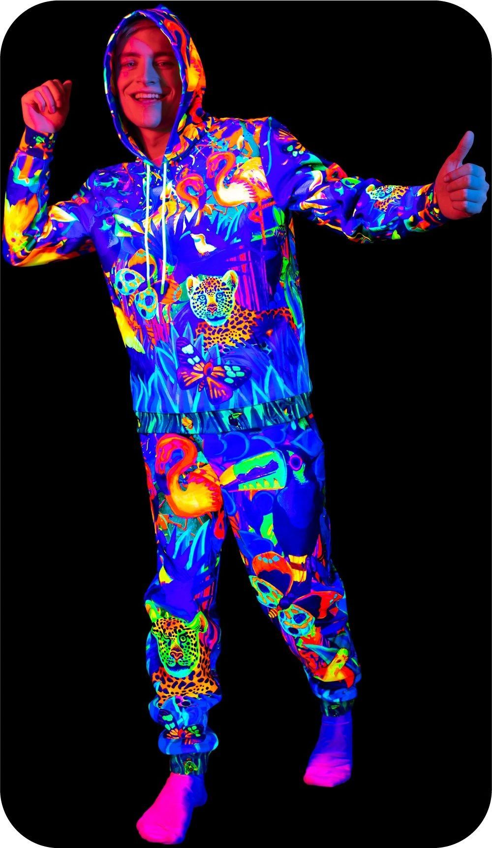 Neon Hooded Shirt For Man Women Fluorescent Lion Jungle bhm13