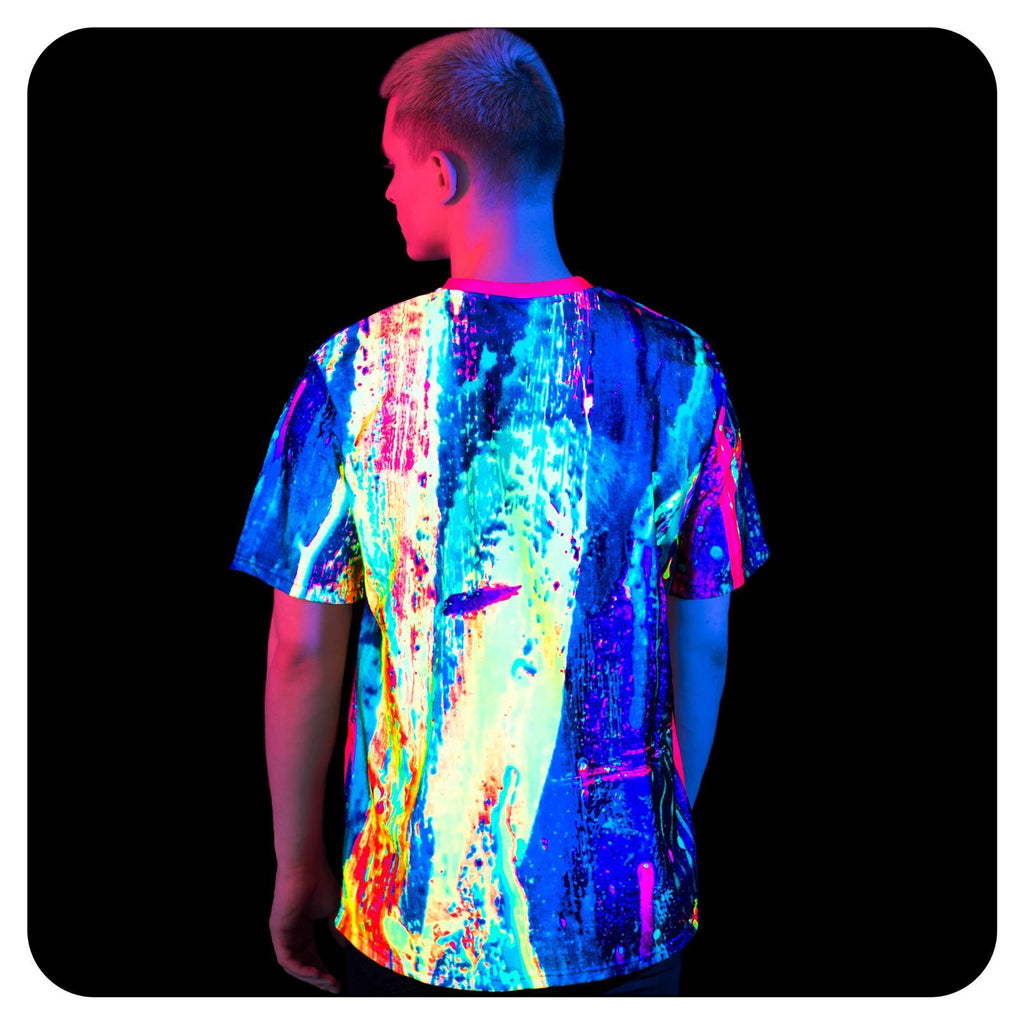 Neon Rainbow Tie Dye Black Light Glow in The Dark Shirt