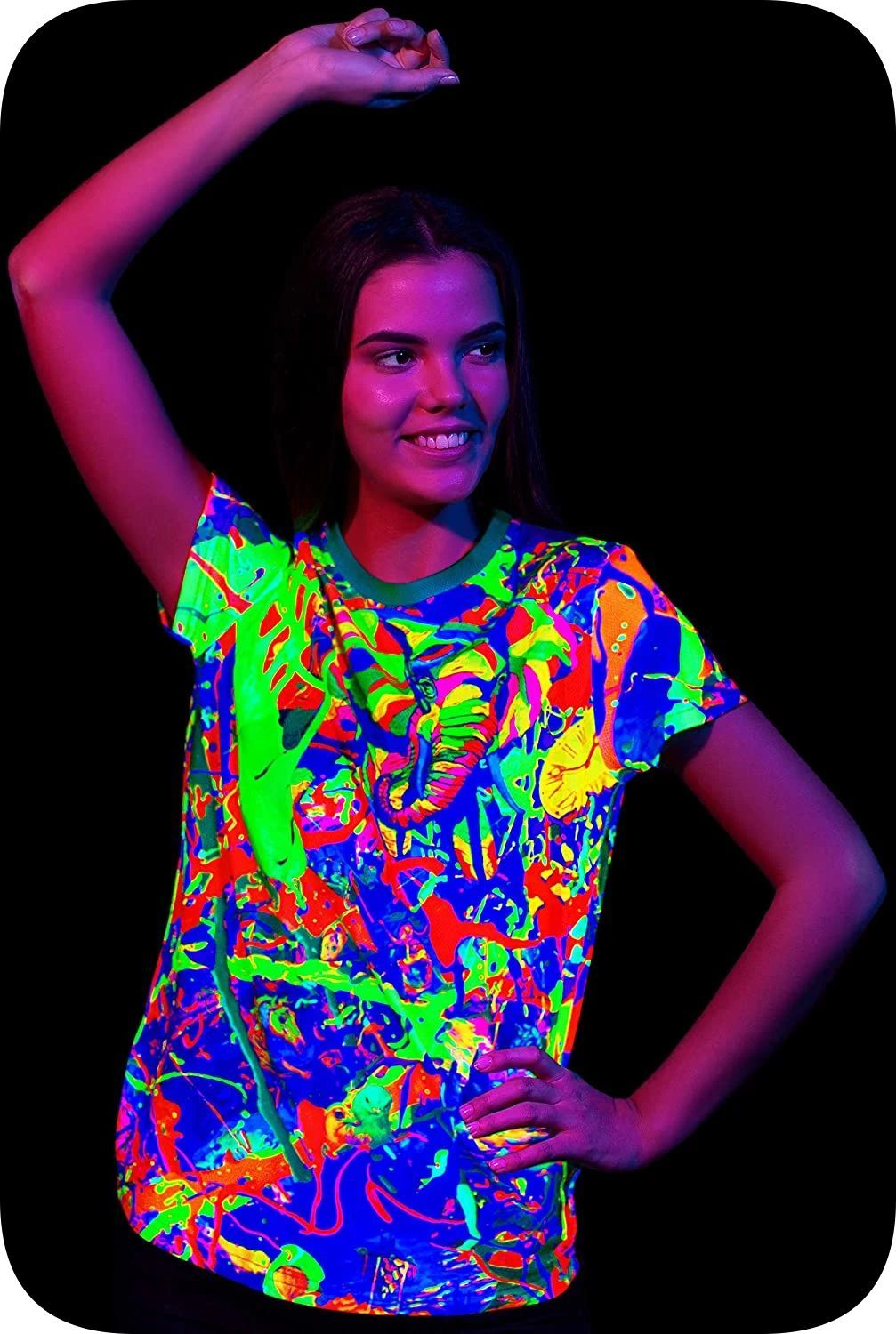 Neon Women T-Shirt in UV Fluorescent Elegant Elephant