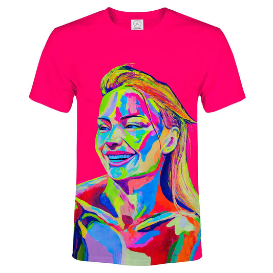 Neon Pink T-Shirt Blacklight Reactive Party Rave Pink Girl ts12