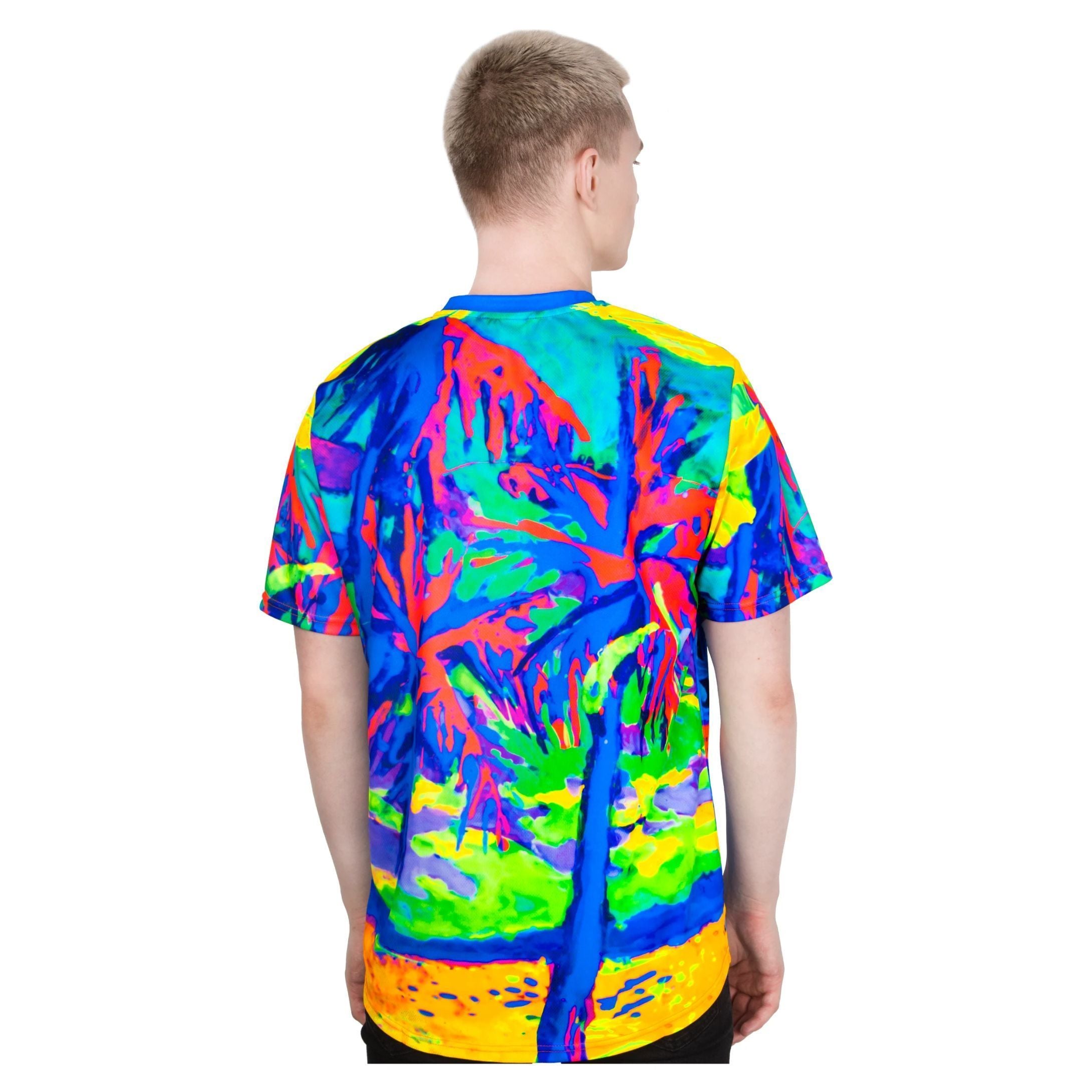 Neon Print Shirts for Women Glow in UV Fluorescent Palm Vibes ts33