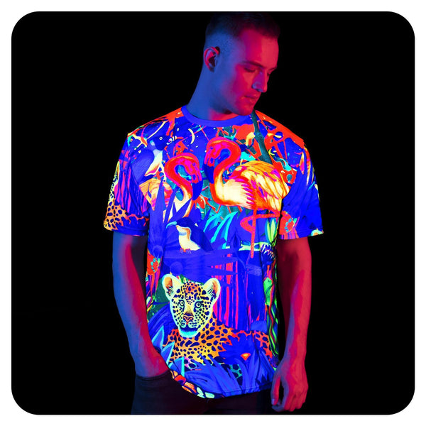 Neon Purple T-Shirt Design Glow in UV Fluorescent Lion Jungle tss13
