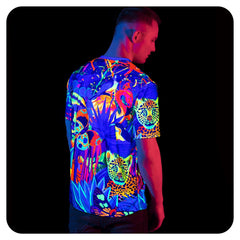 Neon Purple Tee Shirts Design Glow in UV Fluorescent Lion Jungle tss13