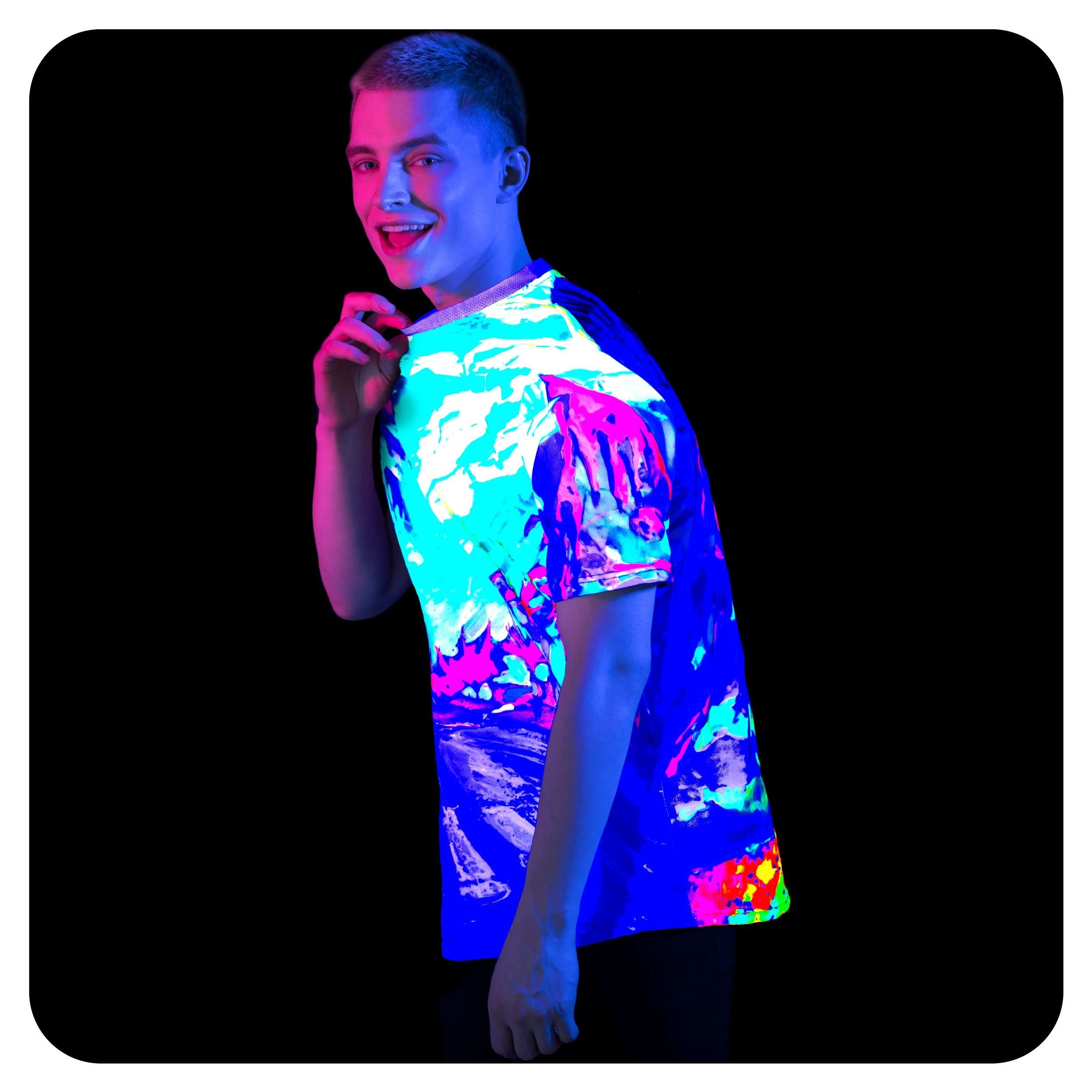 Neon T-Shirt for Women Dancing Party Glow in UV Fluorescent Palm Vibes ts33