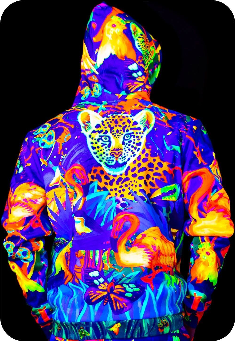 Neon UV Hoody For Man Women Fluorescent Lion Jungle bhm13