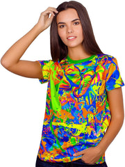 Neon Women T-Shirt in UV Fluorescent Elegant Elephant tsw5