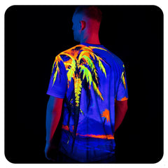Party Animal Shirt Man Neon Glow in UV Fluorescent Hawaii Palm tss1