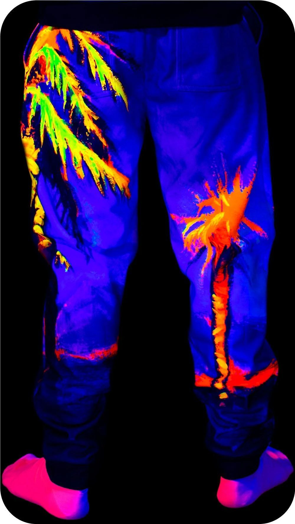 Party Sweatpants Designed Blacklight Glow Hawaii Palms pm1