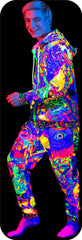 Party Zip Sweatshirt UV Fluorescent Neon Blacklight Leopard Africa zhm15