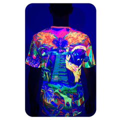 T Shirt With Palm Print Glow in UV Fluorescent Ulia And Team ts6