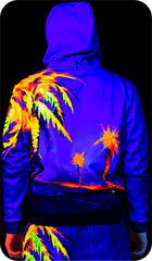 UV Hoodie Glow in The Blacklight Hawaii Palms bhm1
