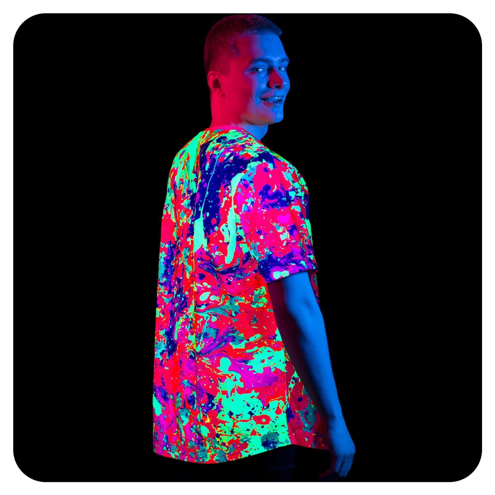 UV Light Color Shirt Glow in UV Fluorescent Liquid Art ts43