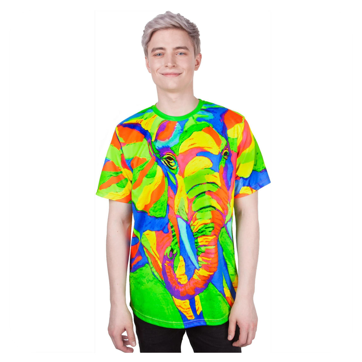 UV Light T Shirt Glow In Uv Fluorescent Majestic Elephant ts16