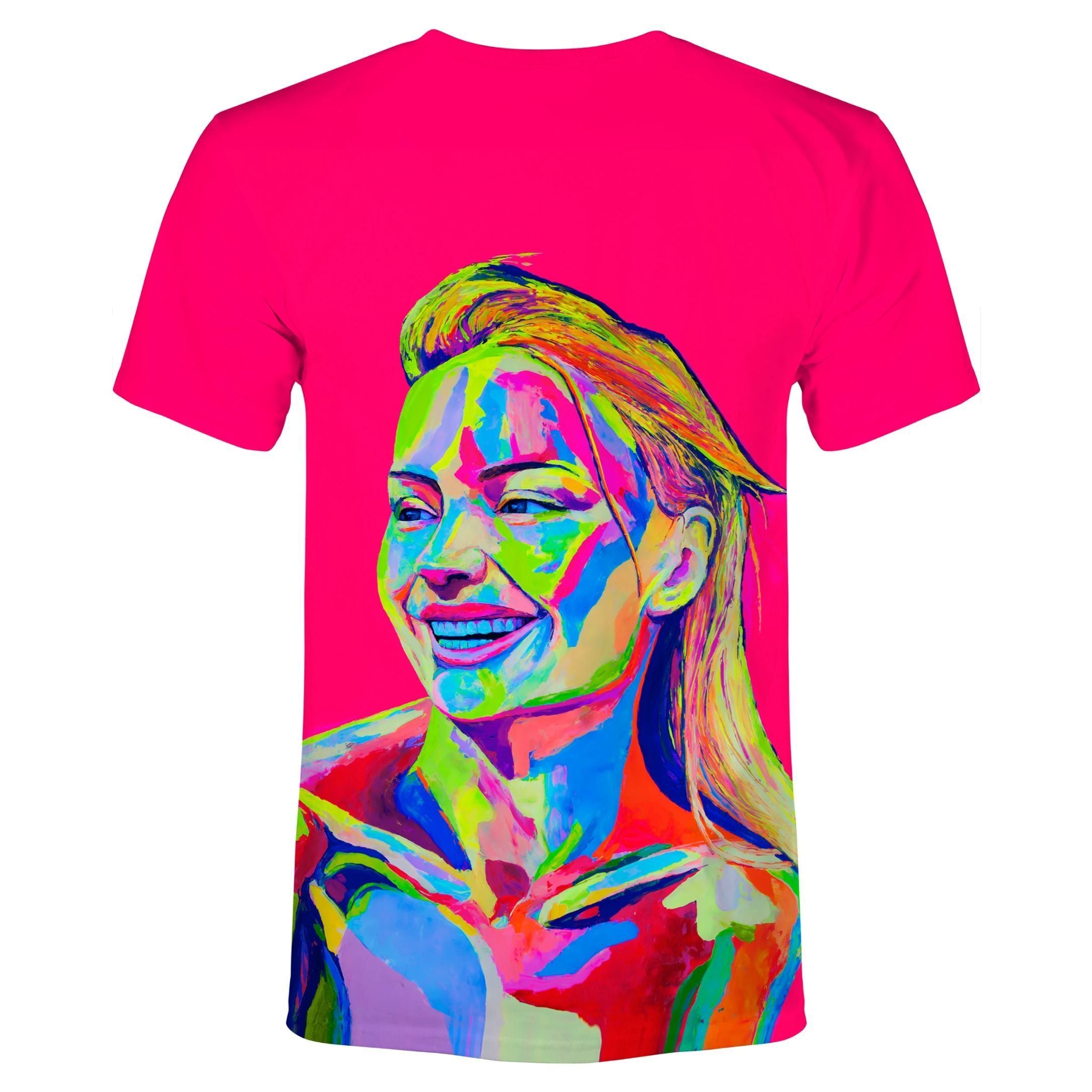 UV Reactive T-Shirt Printing Blacklight Reactive Party Rave Pink Girl ts12