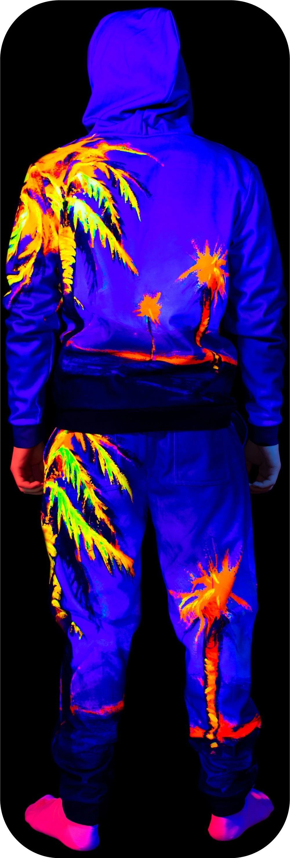 UV Sweat Pants Designed Blacklight Glow Hawaii Palms pm1