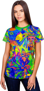 Womens Neon Shirt in UV Fluorescent Leopard Africa tsw15